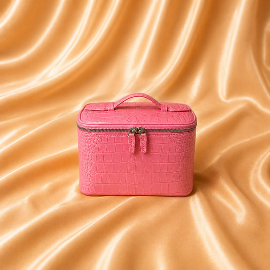 Pink Crocodile Vanity Case