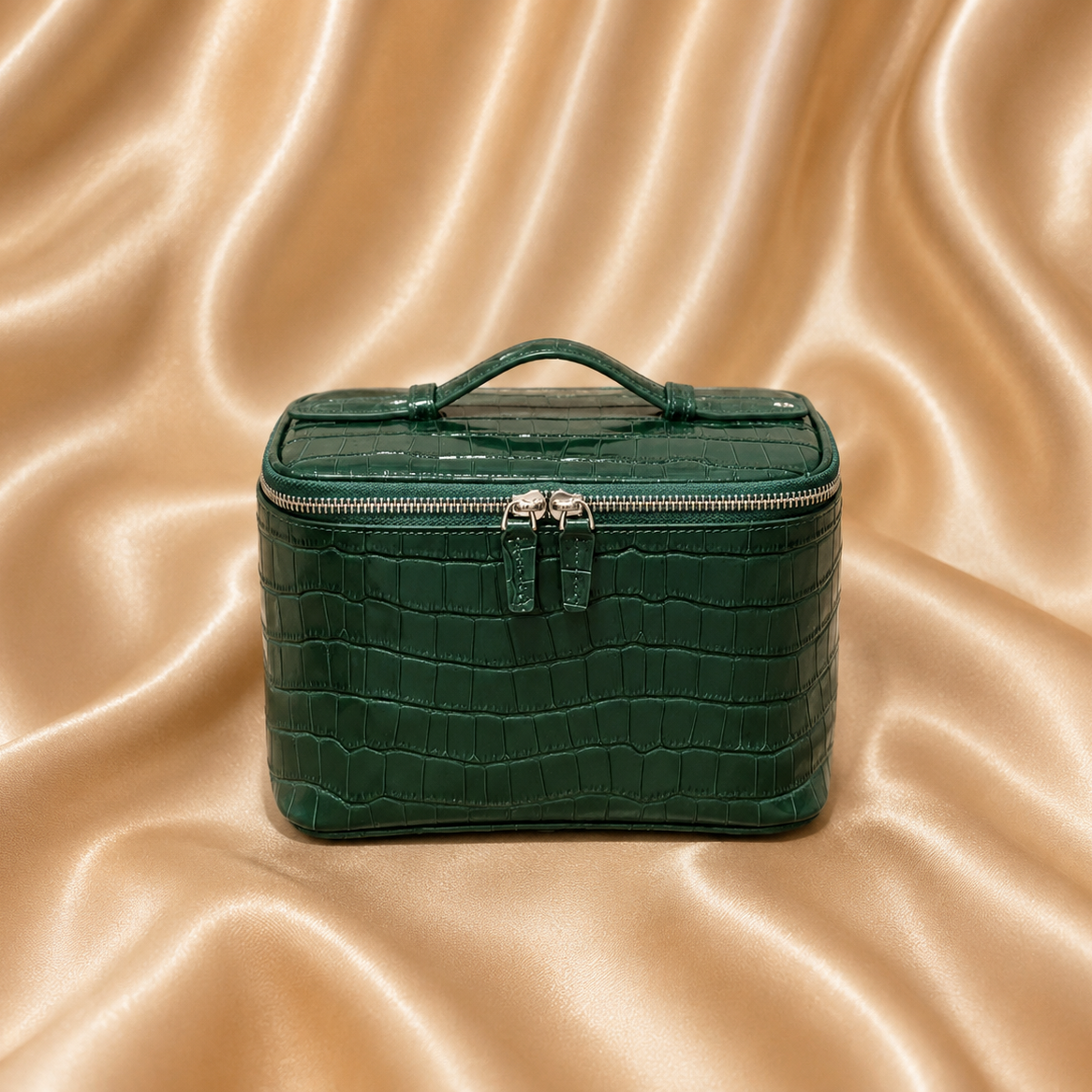 Emerald Green Crocodile Vanity Case