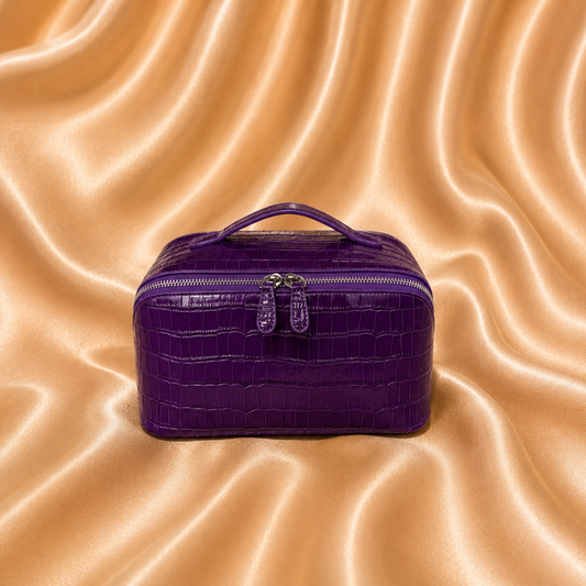 Long Purple Crocodile Vanity Case