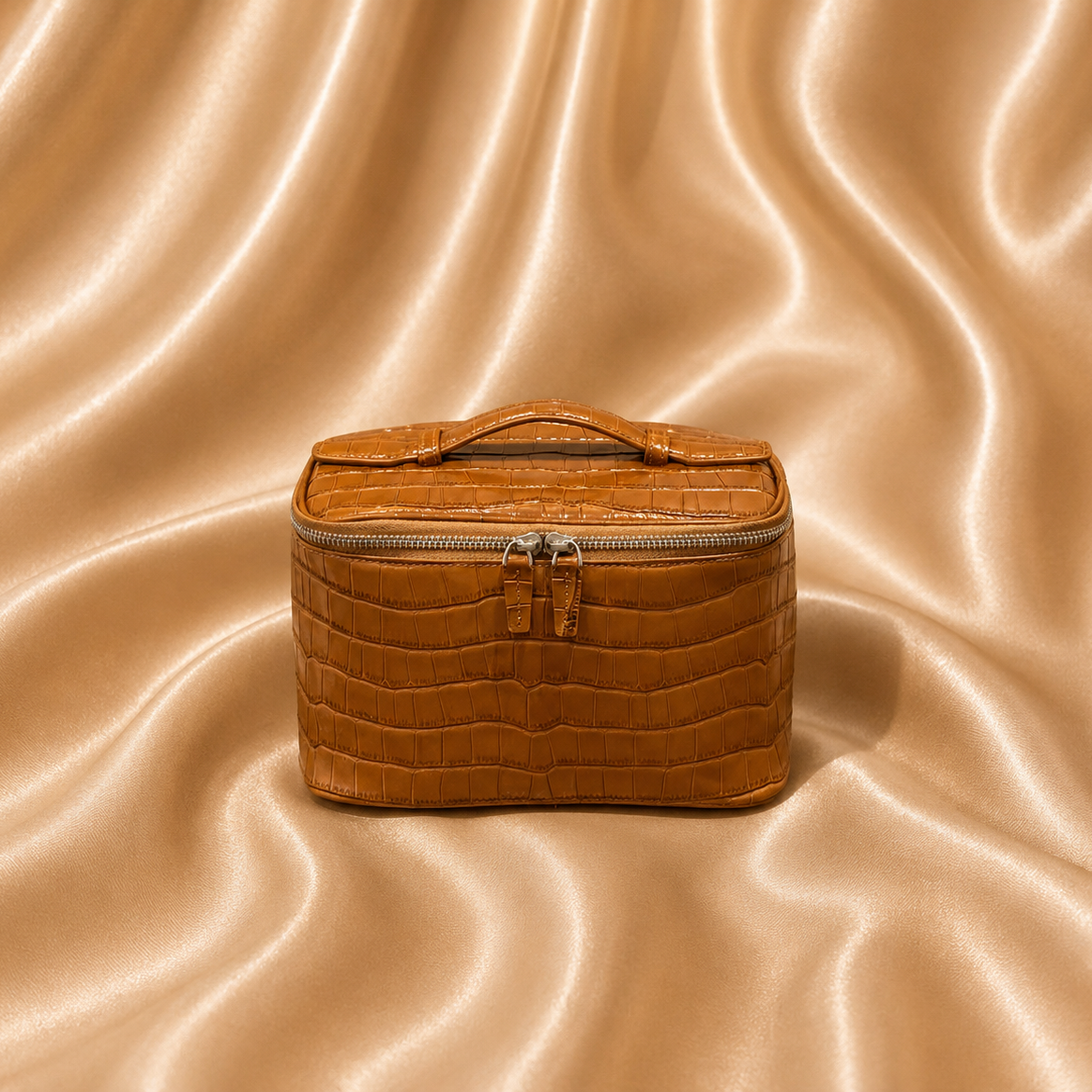 Golden Crocodile Vanity Case
