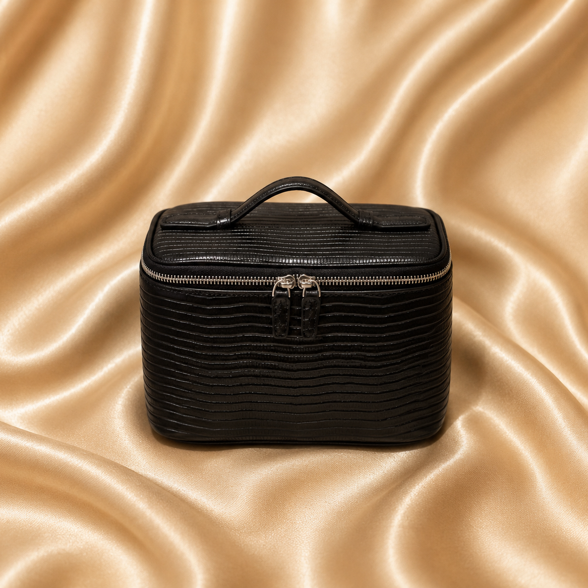 Black Shiny Crocodile Vanity Case